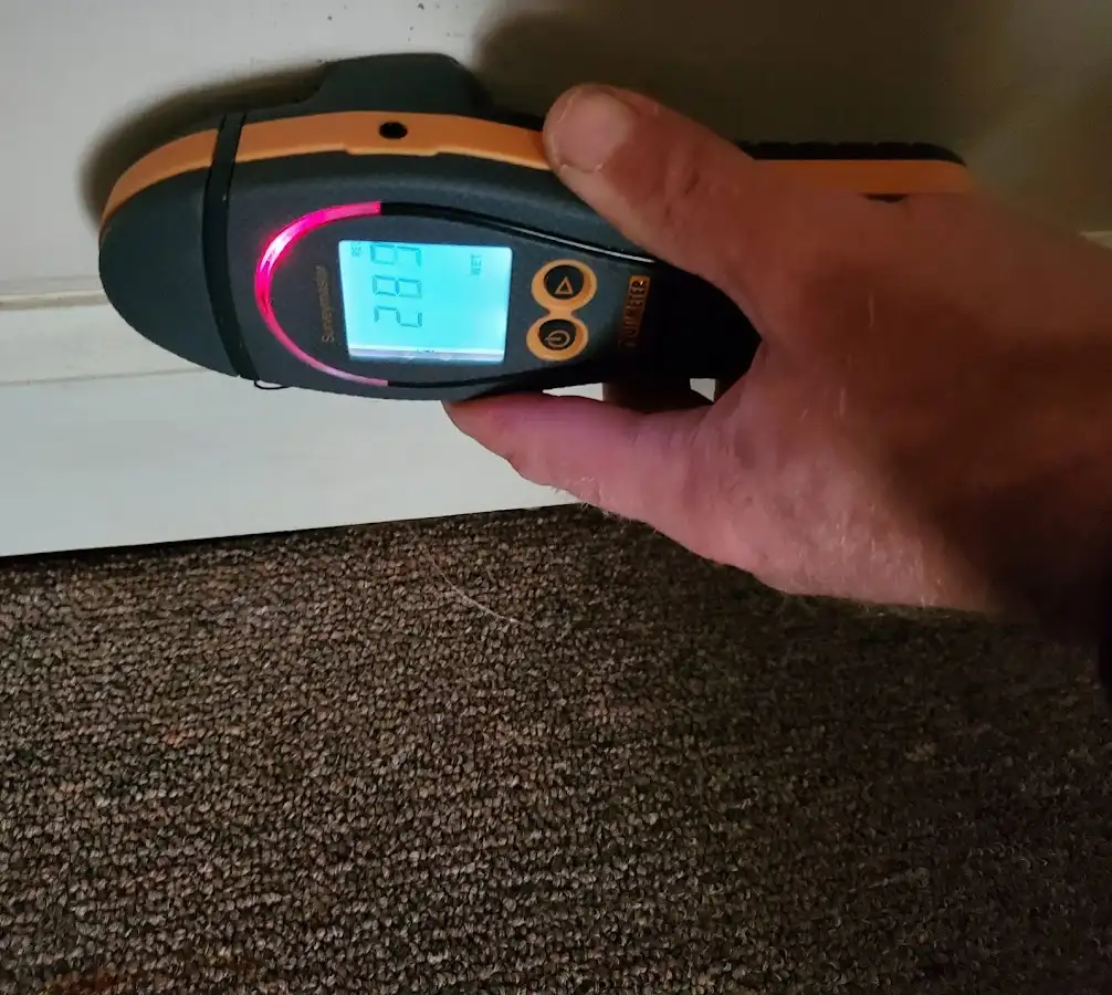 Moisture detection at baseboard during Burst Pipe Cleanup in Belleview